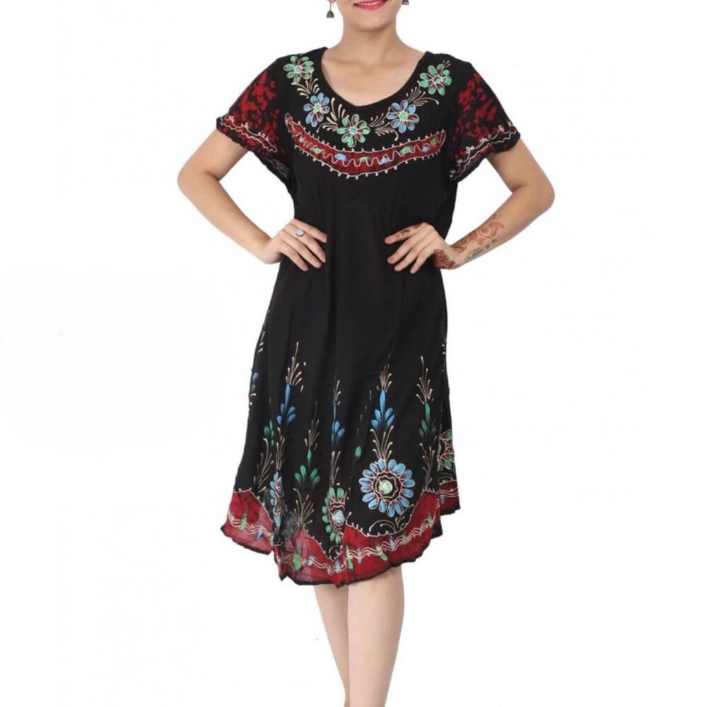 Women Hindus Summer short Sleeve Dress - Picture 1 of 12